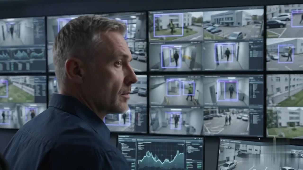 Xyver Vision operations wall with live camera feeds